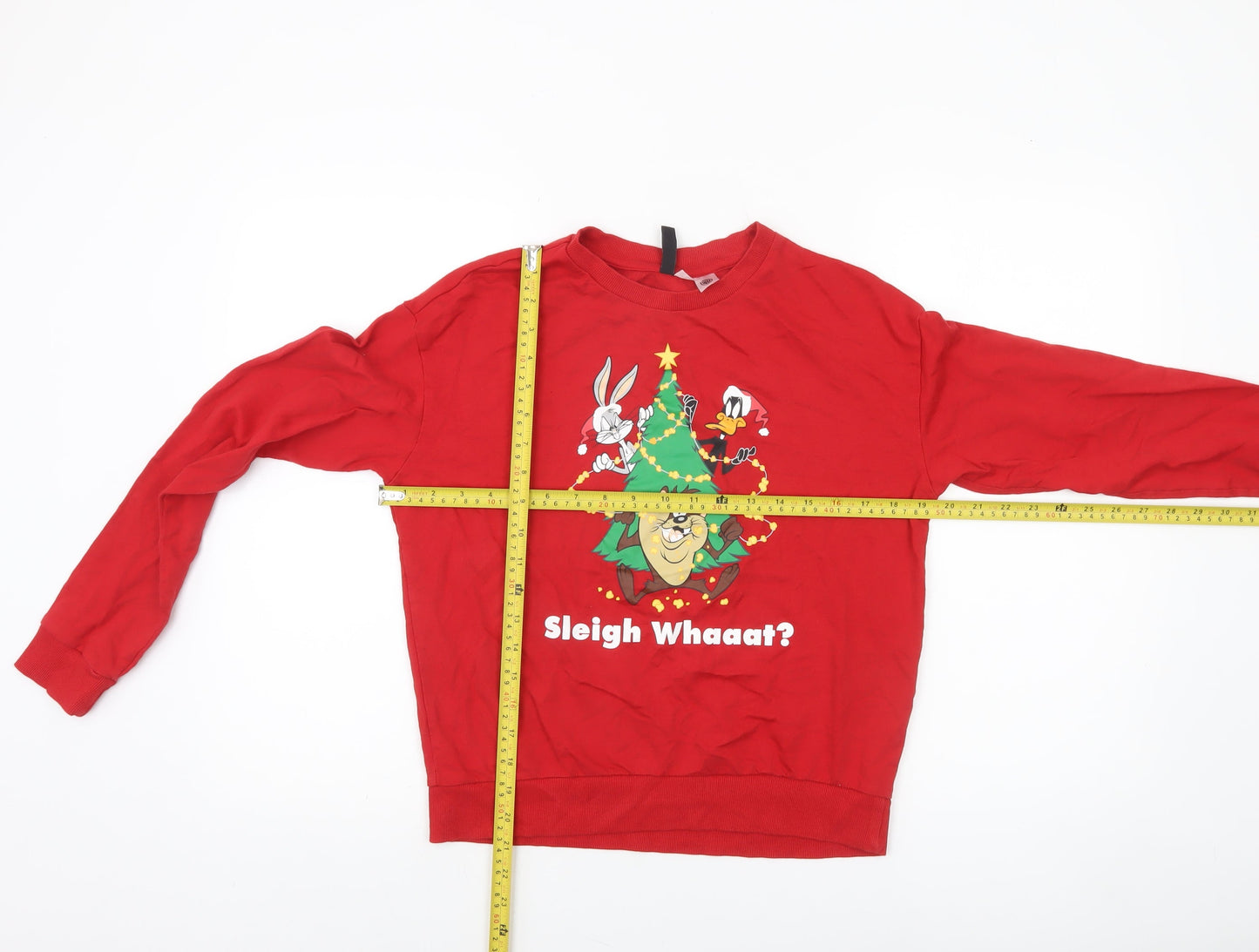H&M Divided Women Red Christmas Looney Tunes Sweatshirt UK S