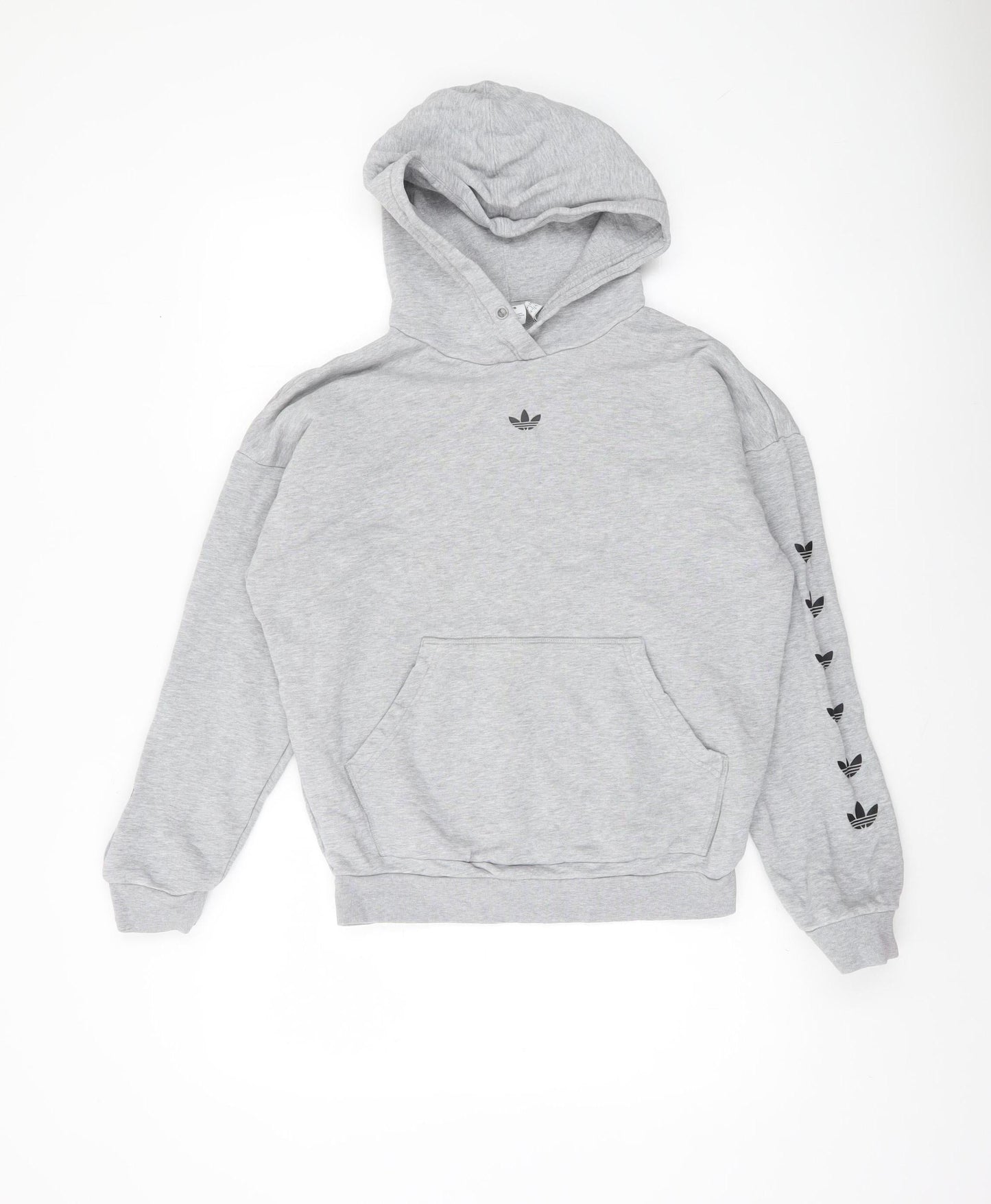 Adidas Women's Grey Hoodie UK 4 Cotton Pullover Sweatshirt
