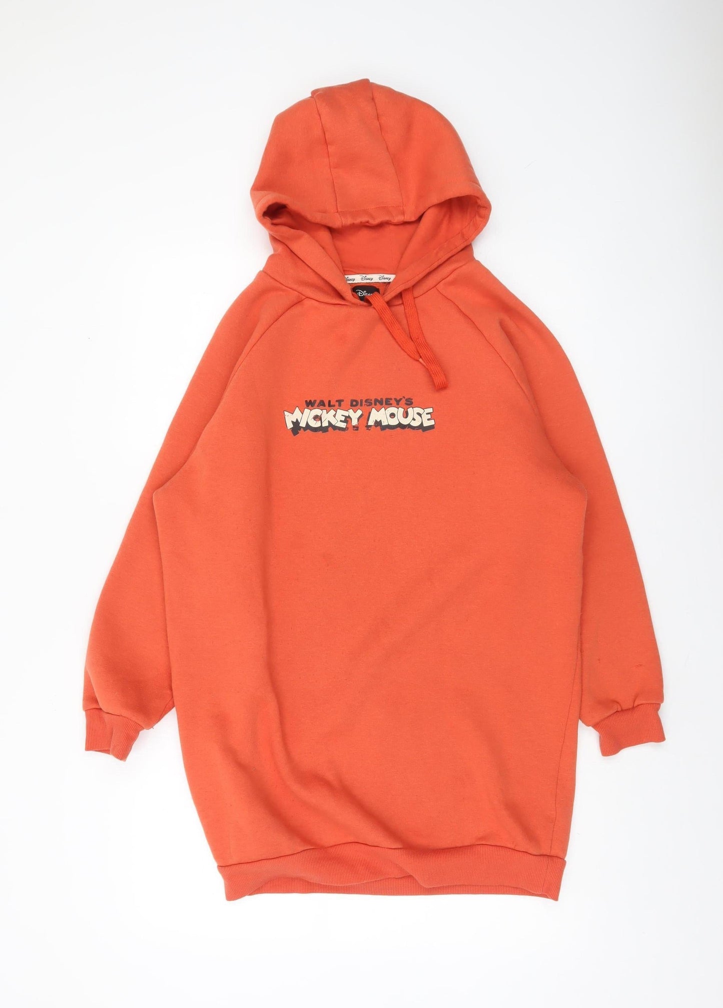 Disney Women’s Orange Mickey Mouse Hooded Pullover Sweatshirt 2XS