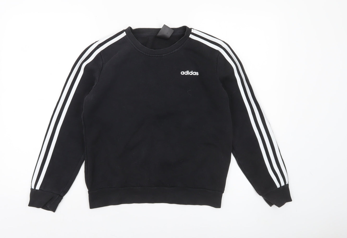 Adidas Boys Black Crew Neck Pullover Sweatshirt 9-10 Years Logo Fleece Top