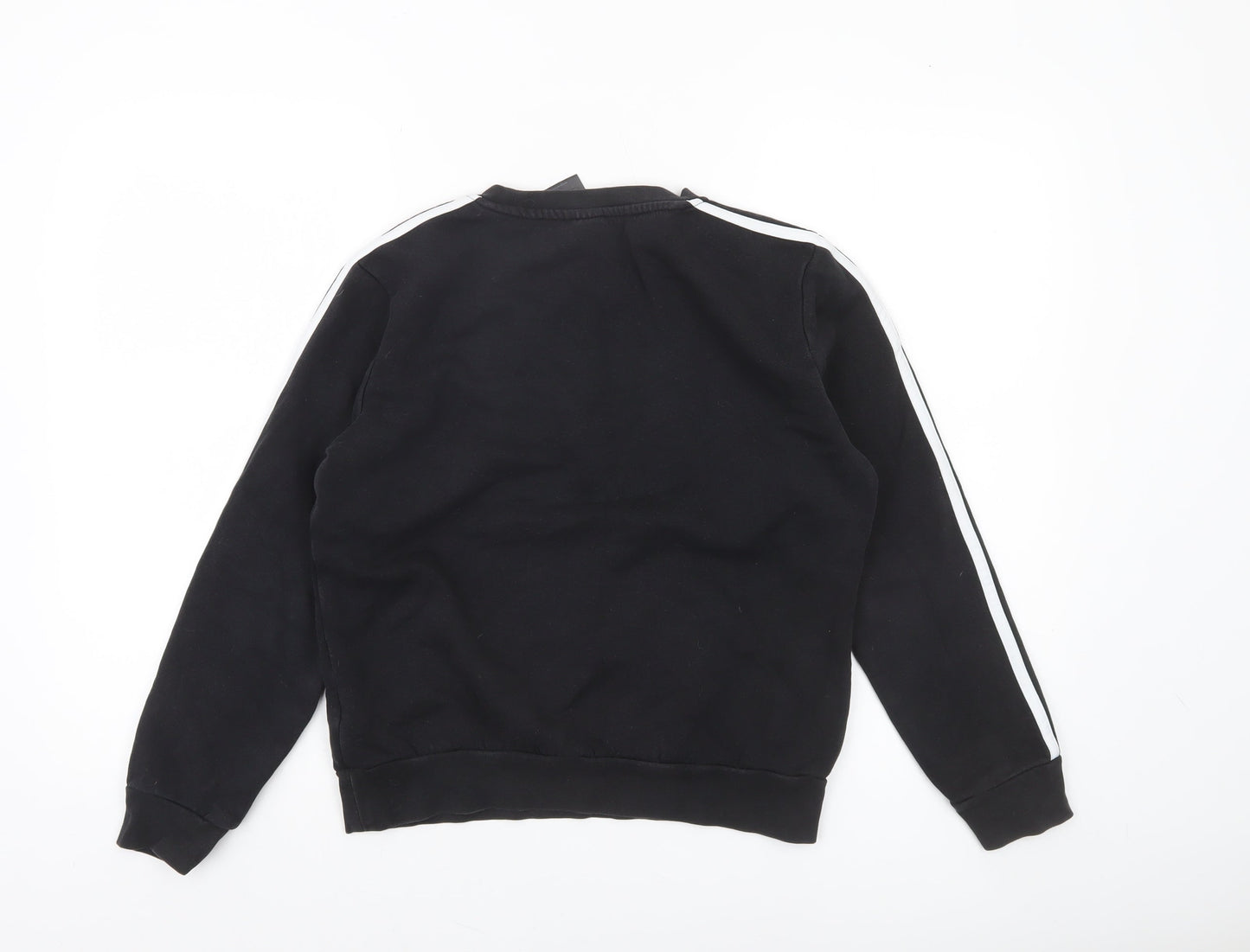 Adidas Boys Black Crew Neck Pullover Sweatshirt 9-10 Years Logo Fleece Top