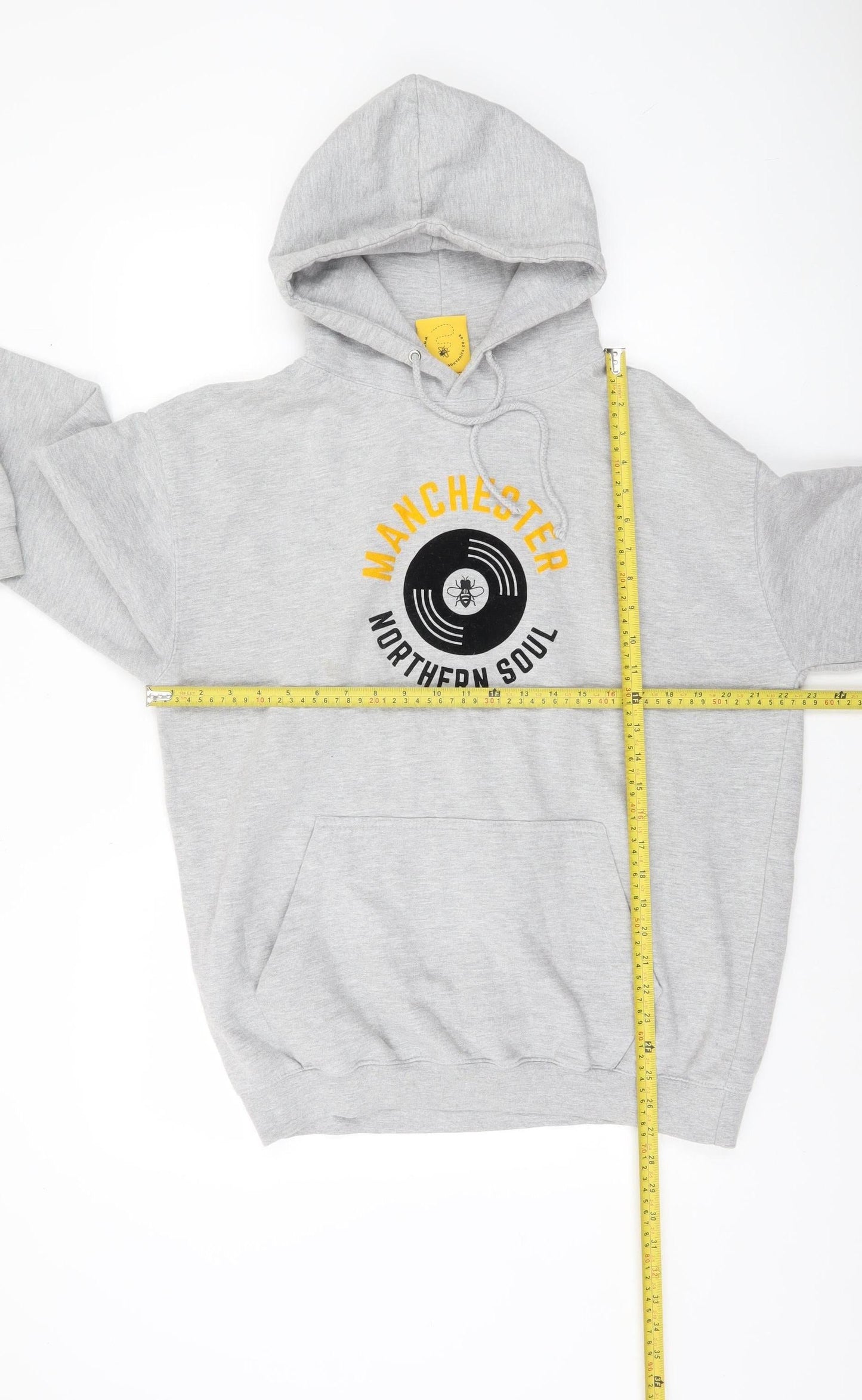 Manchester Souvenirs Men's Grey Pullover Hoodie L Graphic Print