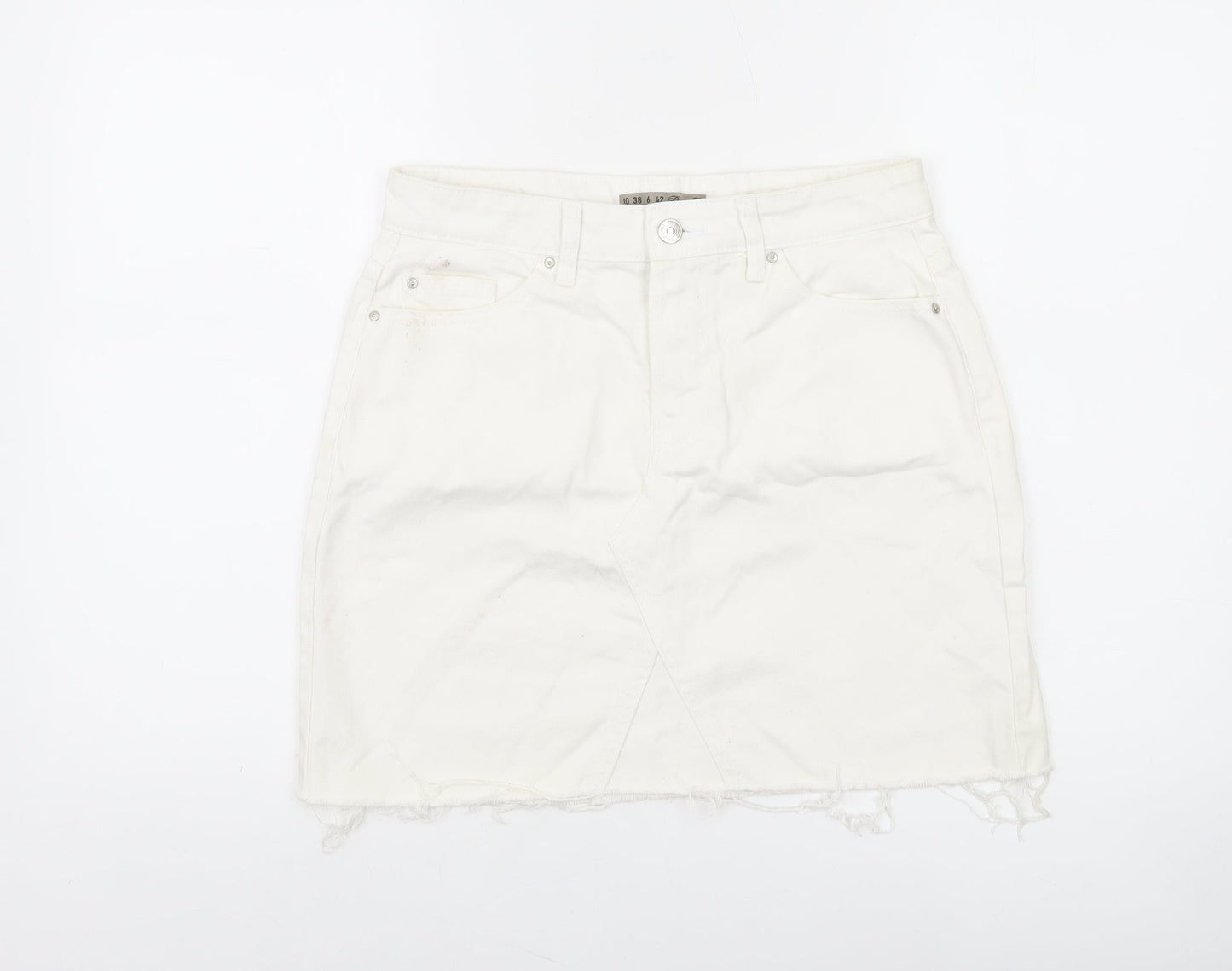Denim Co. Women White Denim Short Skirt Size 10 Casual