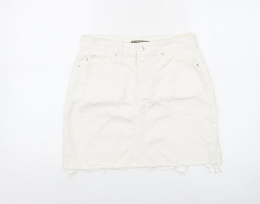Denim Co. Women White Denim Short Skirt Size 10 Casual