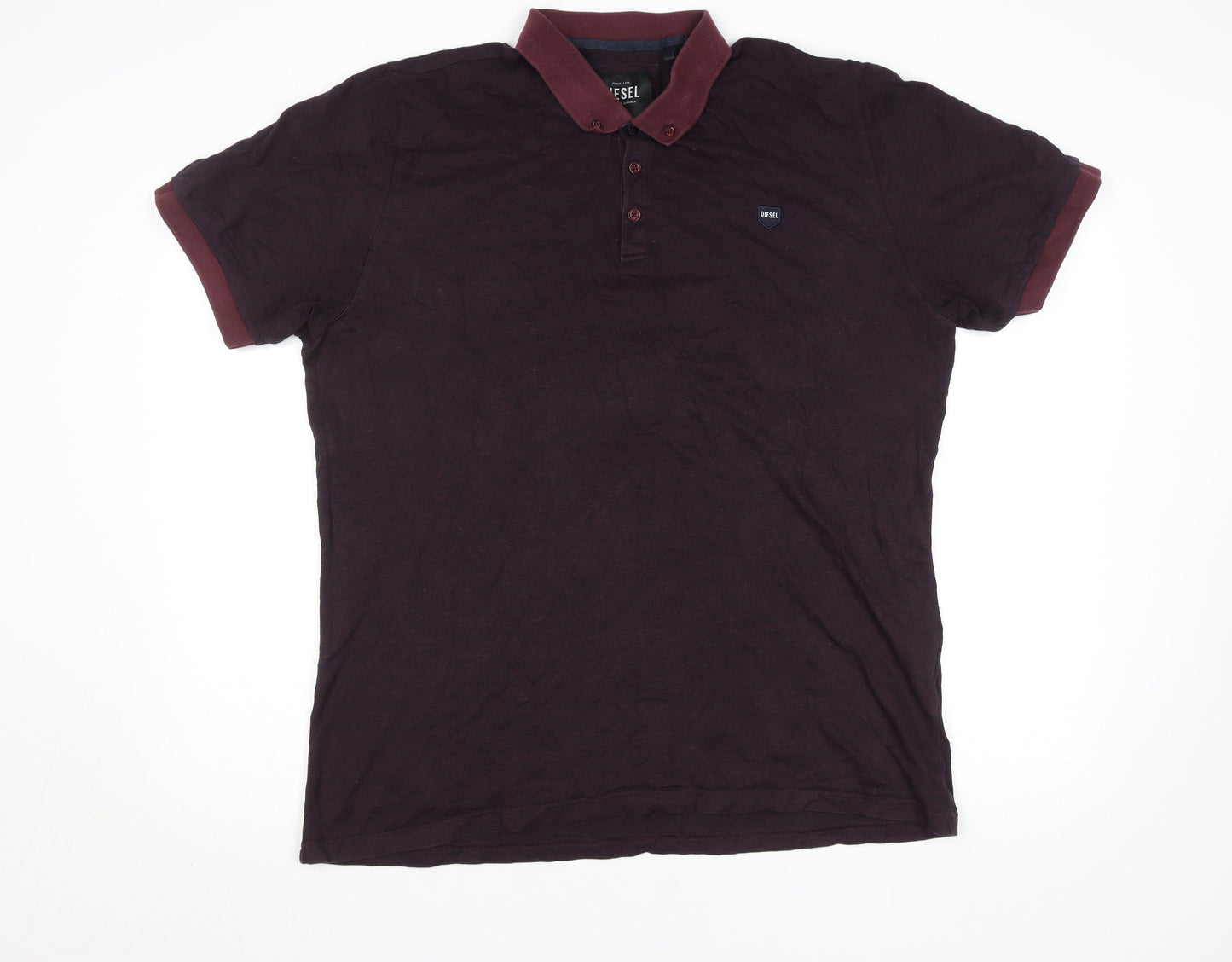 Diesel Men's Purple Cotton Short Sleeve Polo Shirt Size 2XL