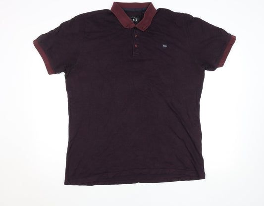 Diesel Men's Purple Cotton Short Sleeve Polo Shirt Size 2XL