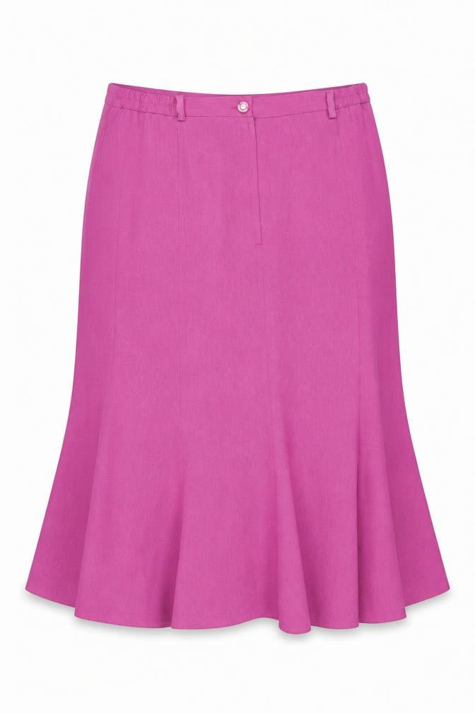 Avalon Collection Women Pink Flare Midi Skirt Size 16 Polyester