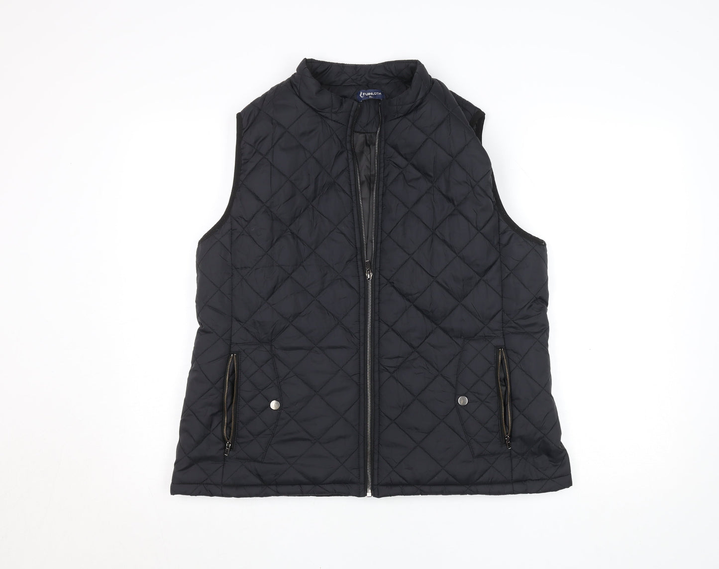 Fuinloth Women's Black Quilted Polyester Waistcoat XL