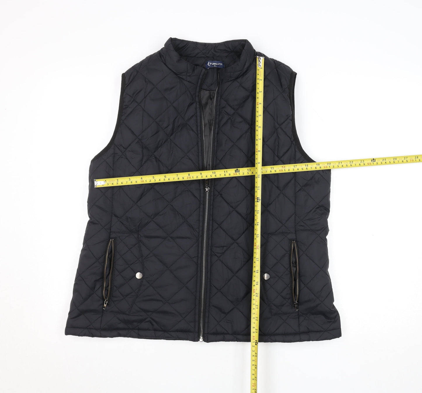 Fuinloth Women's Black Quilted Polyester Waistcoat XL