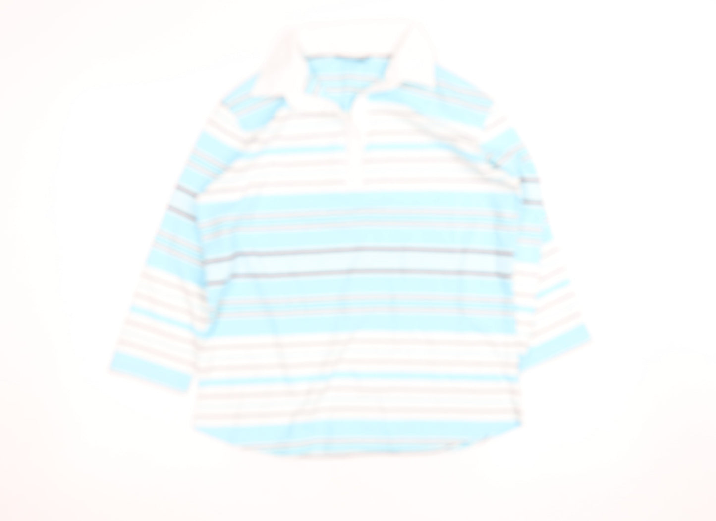 Dunnes Stores Women Blue Striped Cotton Polo Top Size 10-12