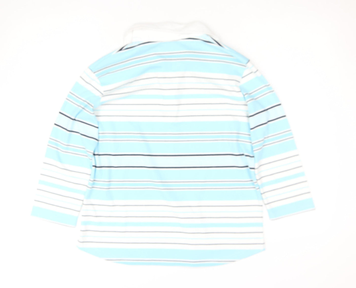 Dunnes Stores Women Blue Striped Cotton Polo Top Size 10-12