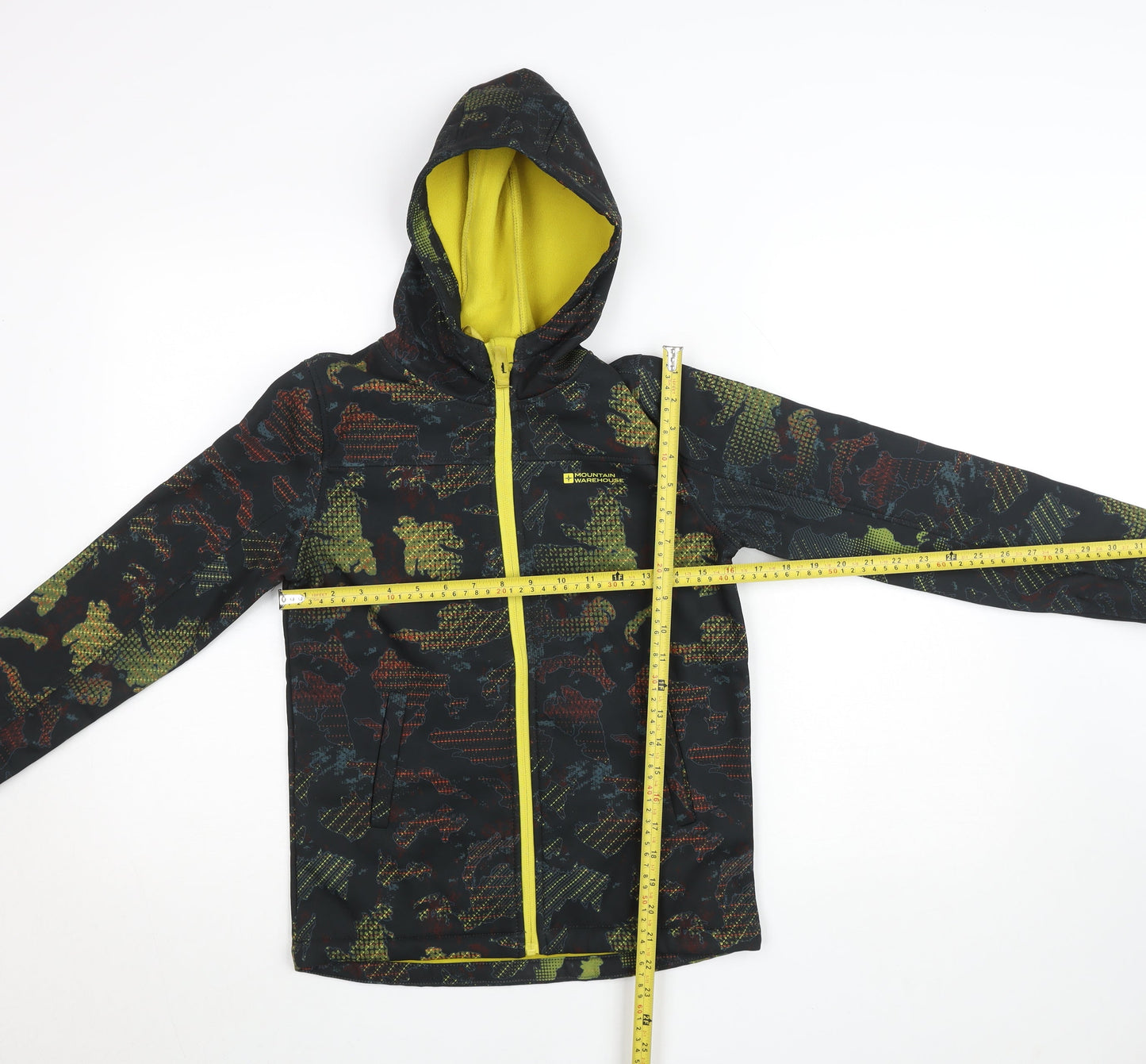 Mountain Warehouse Boys Black Camouflage Softshell Jacket 11-12 Years Water Resistant