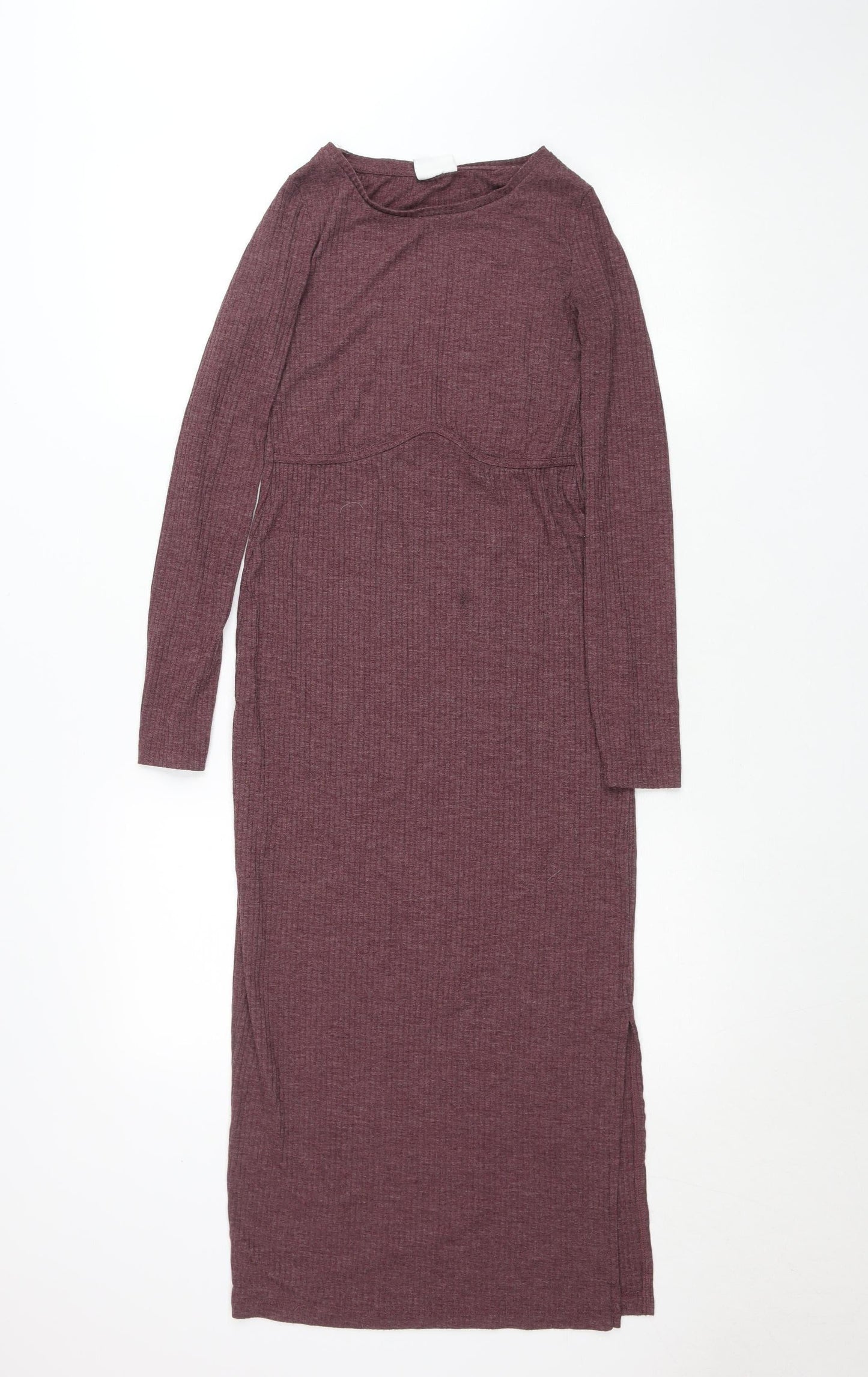 Mamalicious Womens Burgundy XS Long Sleeve Bodycon Maternity Dress