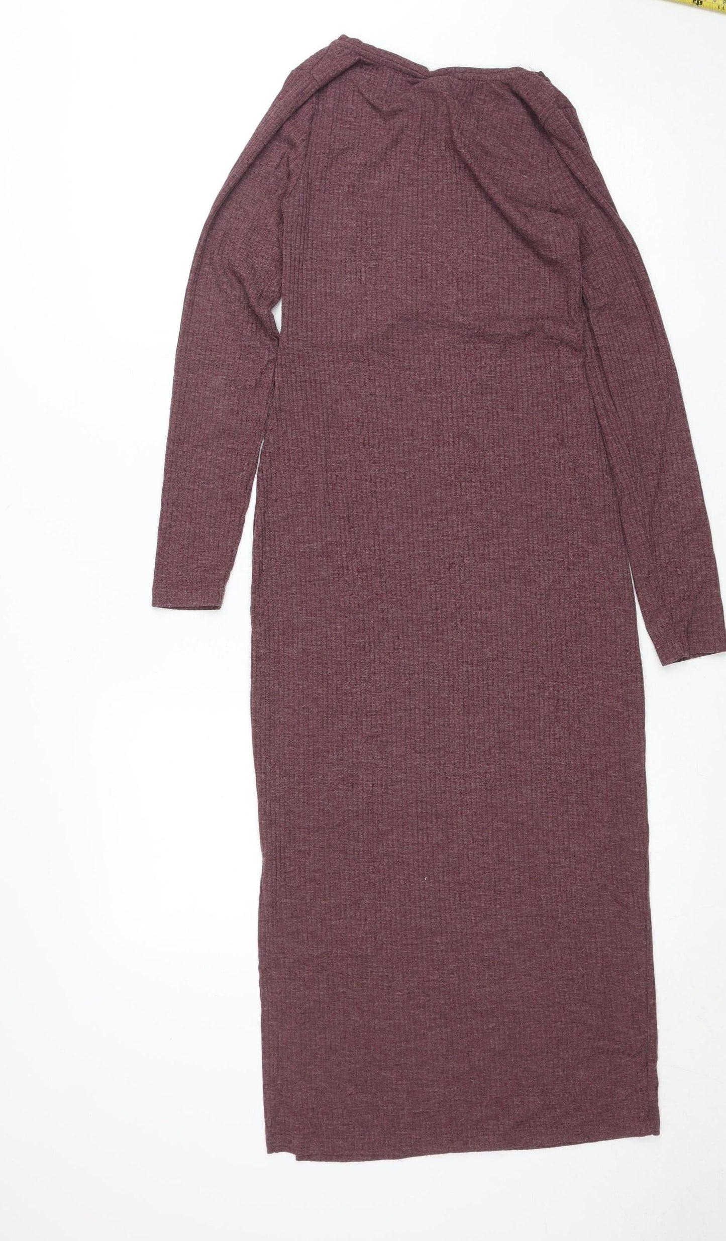 Mamalicious Womens Burgundy XS Long Sleeve Bodycon Maternity Dress