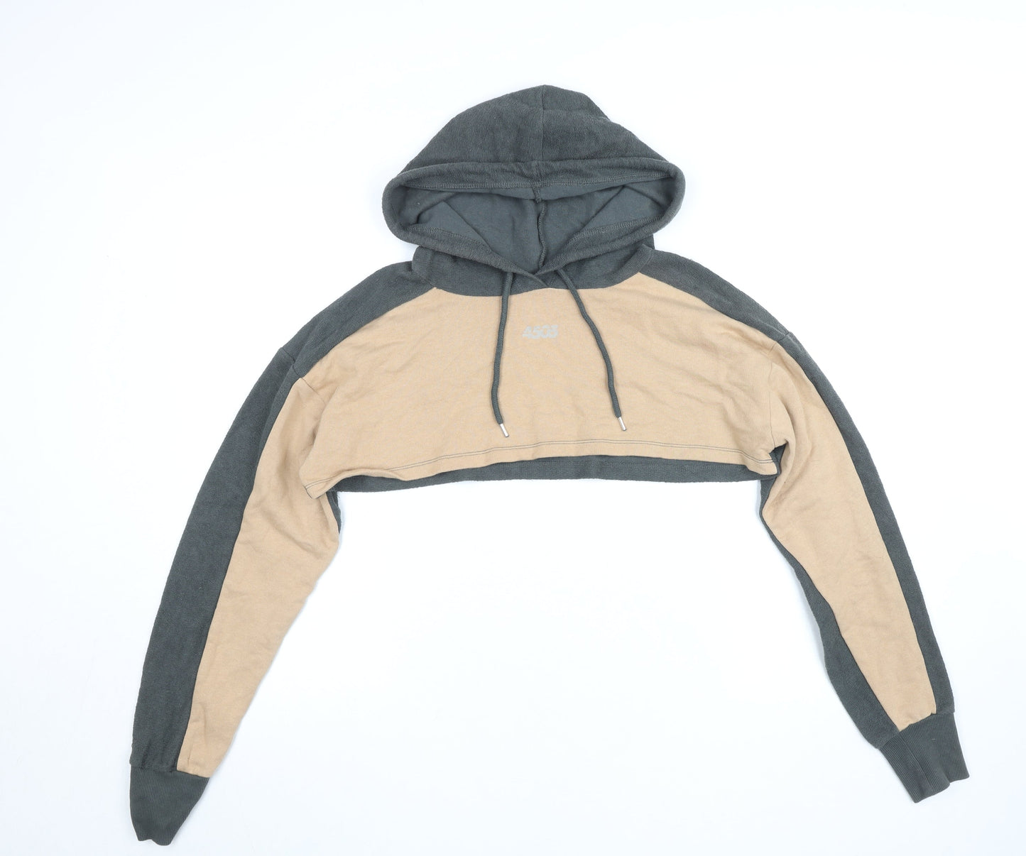 ASOS 4505 Womens Beige Grey Cropped Pullover Hoodie UK 10