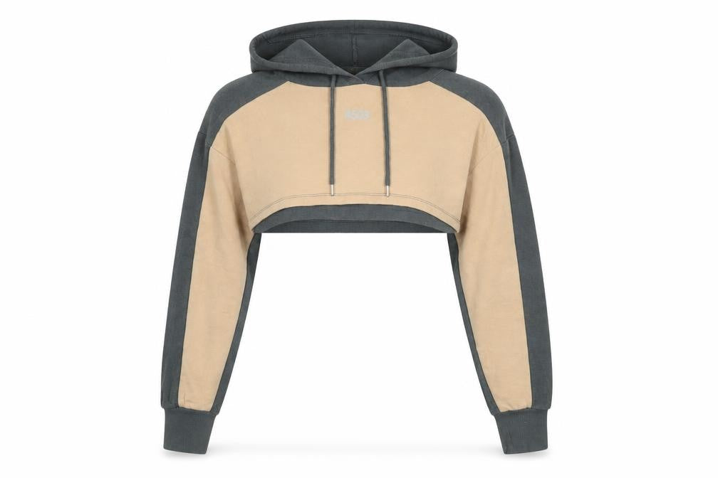 ASOS 4505 Womens Beige Grey Cropped Pullover Hoodie UK 10