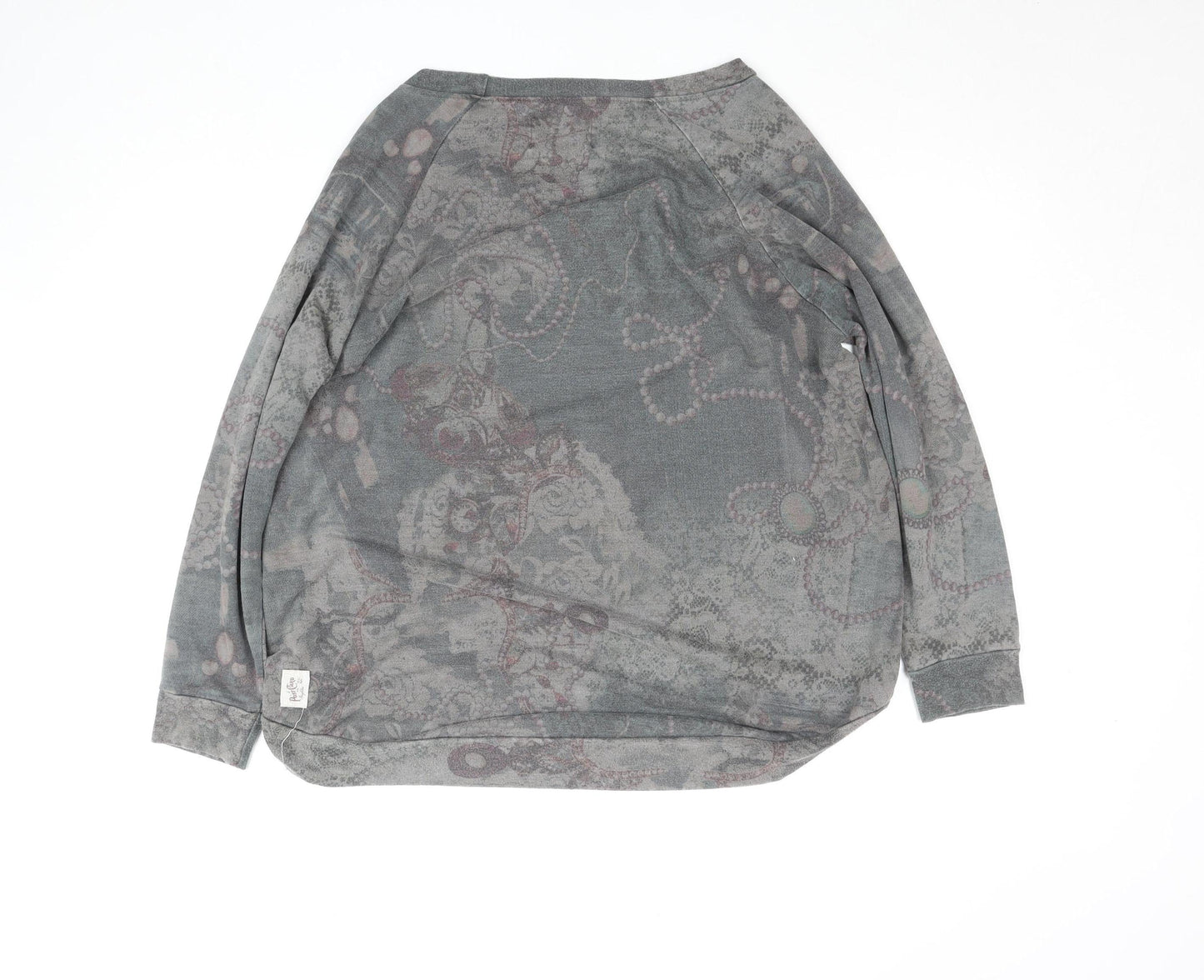 A Postcard from Brighton Grey Floral Zip Pullover Sweatshirt Size L