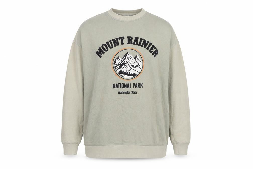 H&M Women's Beige Mount Rainier Graphic Pullover Sweatshirt Size S