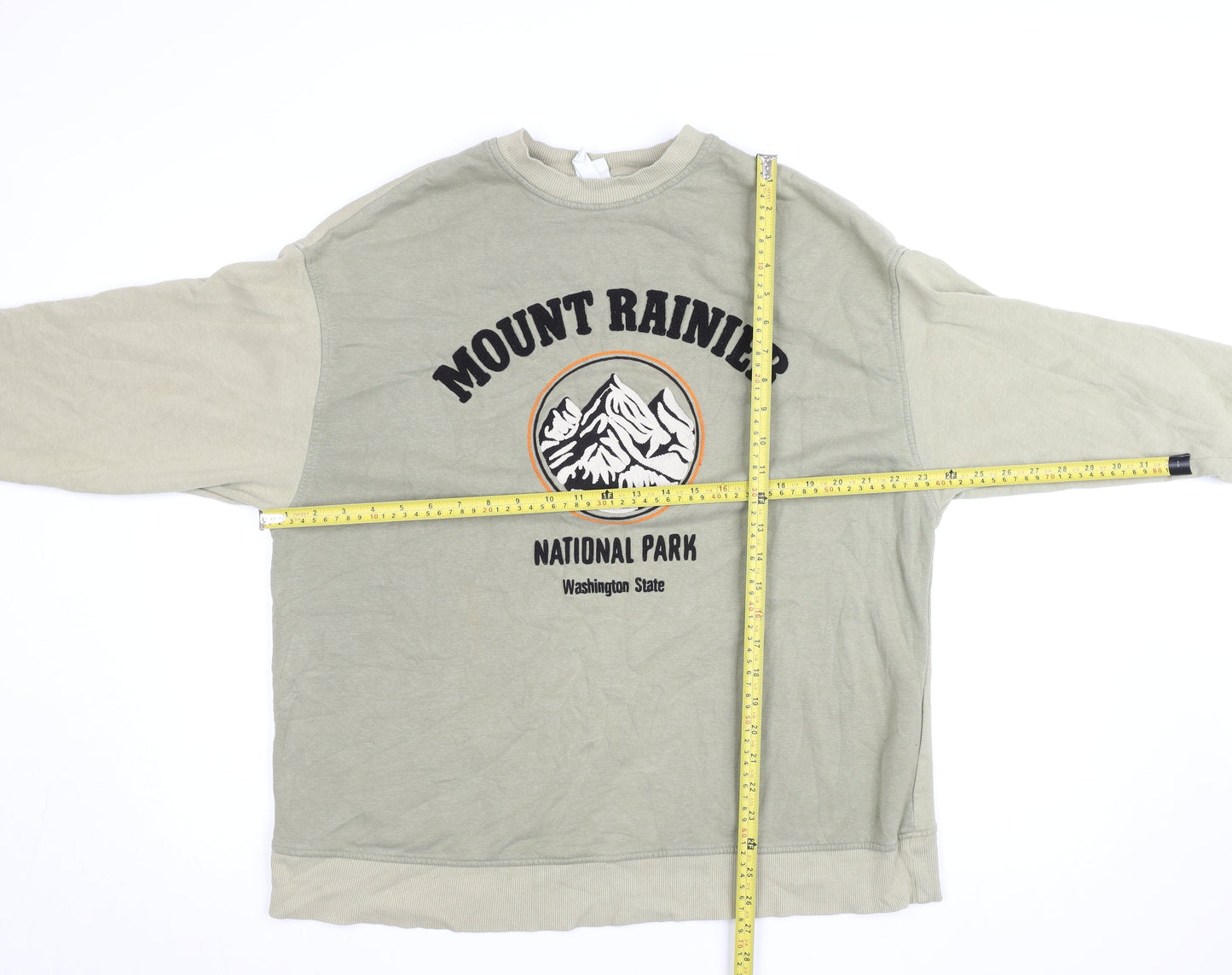 H&M Women's Beige Mount Rainier Graphic Pullover Sweatshirt Size S