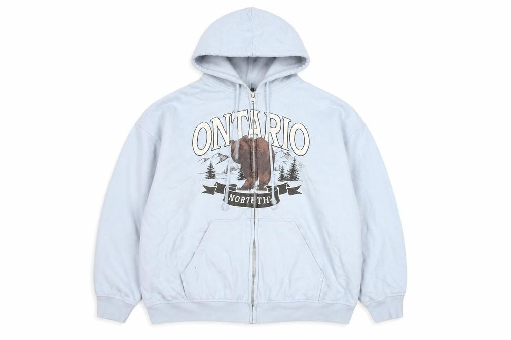 Divided Blue Full Zip Animal Graphic Hoodie Unisex L