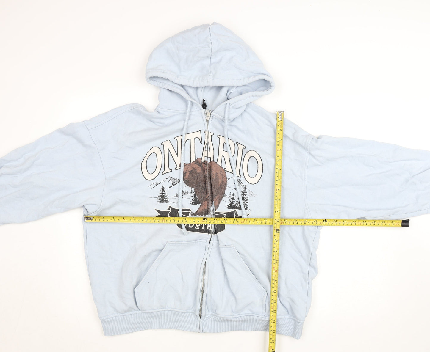 Divided Blue Full Zip Animal Graphic Hoodie Unisex L