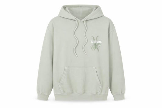 Hoxton Chic Men's Green Pullover Hoodie Size S Nature Graphic Fleece