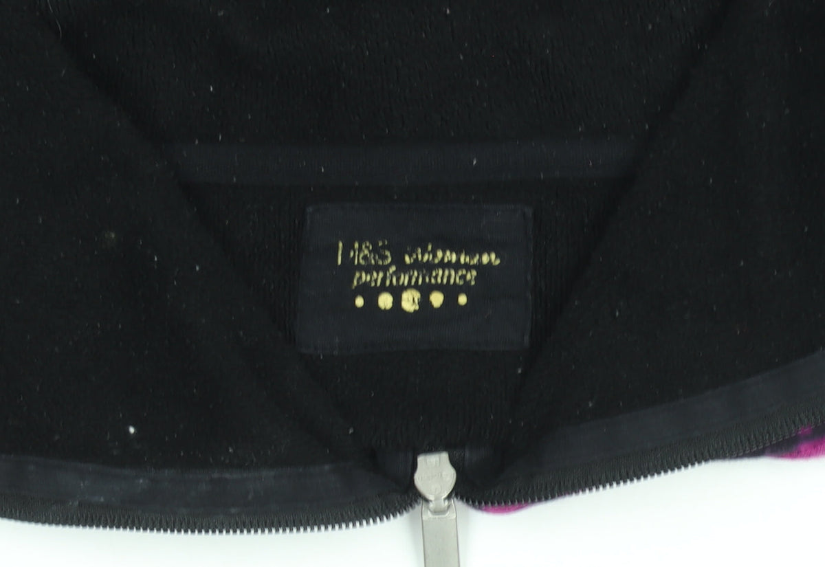 Marks & Spencer Womens Black Pink Floral Fleece Track Jacket UK 12