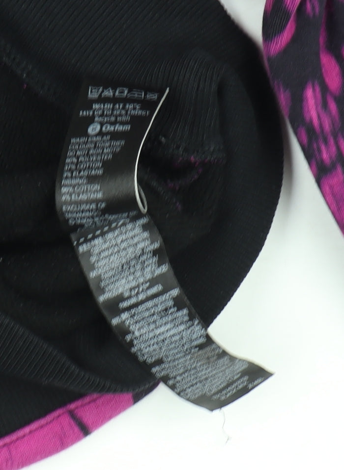 Marks & Spencer Womens Black Pink Floral Fleece Track Jacket UK 12