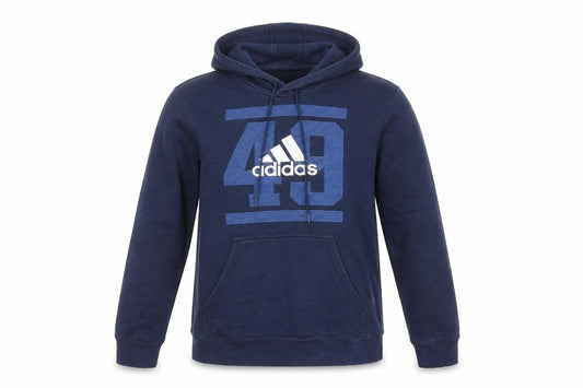 Adidas Women's Navy Blue Pullover Hoodie M Logo Graphic Cotton Blend