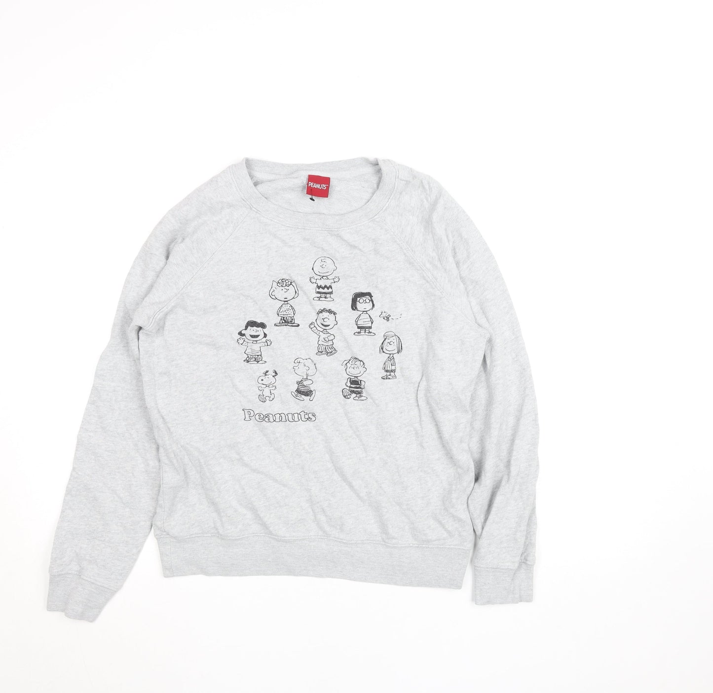 Marks and Spencer Peanuts Women Grey Marl Size 10 Crew Neck Sweatshirt