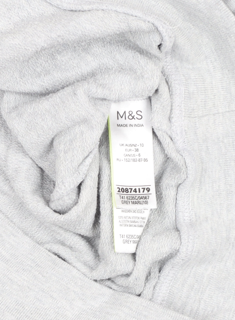 Marks and Spencer Peanuts Women Grey Marl Size 10 Crew Neck Sweatshirt
