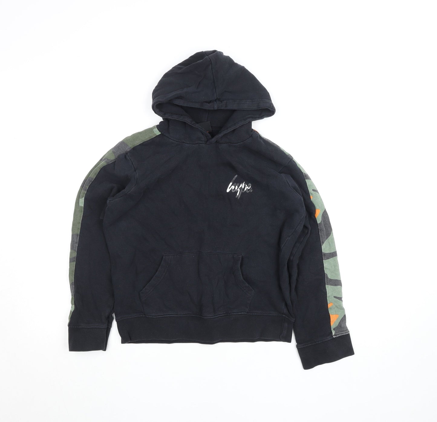 Hype Girls Black Camo Sleeve Hoodie 13 Years Pullover Sweatshirt