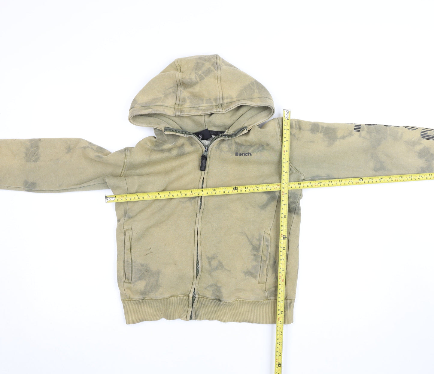 Bench Boys Beige Tie Dye Full Zip Hoodie 11-12 Years Cotton Blend