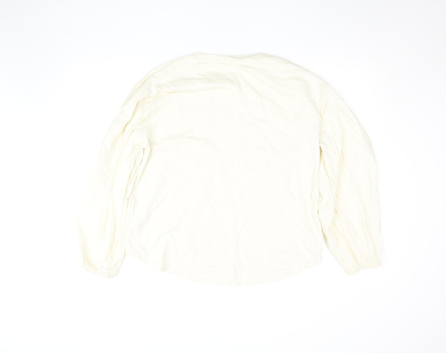 Zara Home Women Ivory Cotton Pullover Sweatshirt M Relaxed Fit