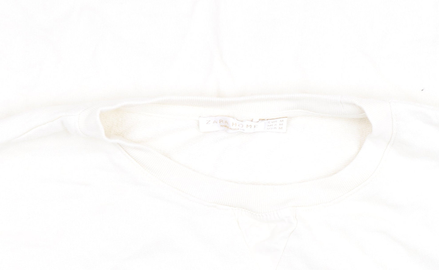Zara Home Women Ivory Cotton Pullover Sweatshirt M Relaxed Fit