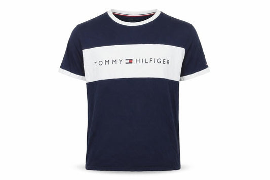 Tommy Hilfiger Men's Blue Colourblock Logo T-Shirt Size S