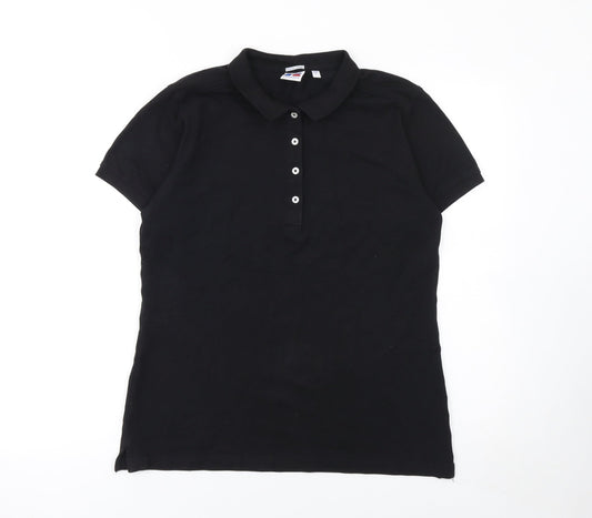 Russell Men's Black Stretch Cotton Polo Shirt Size L Classic Fit
