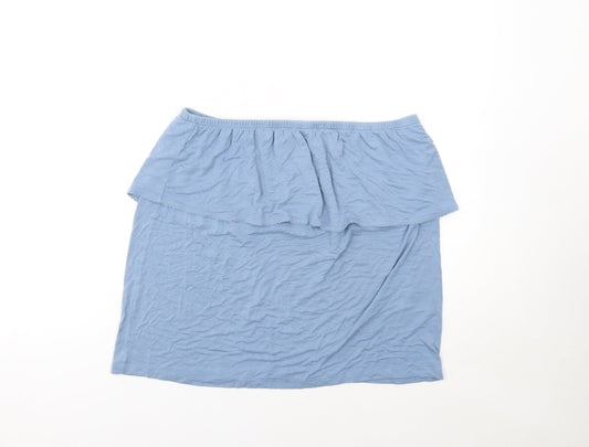 Next Women Blue Off Shoulder Ruffle Cotton Blouse Size 12