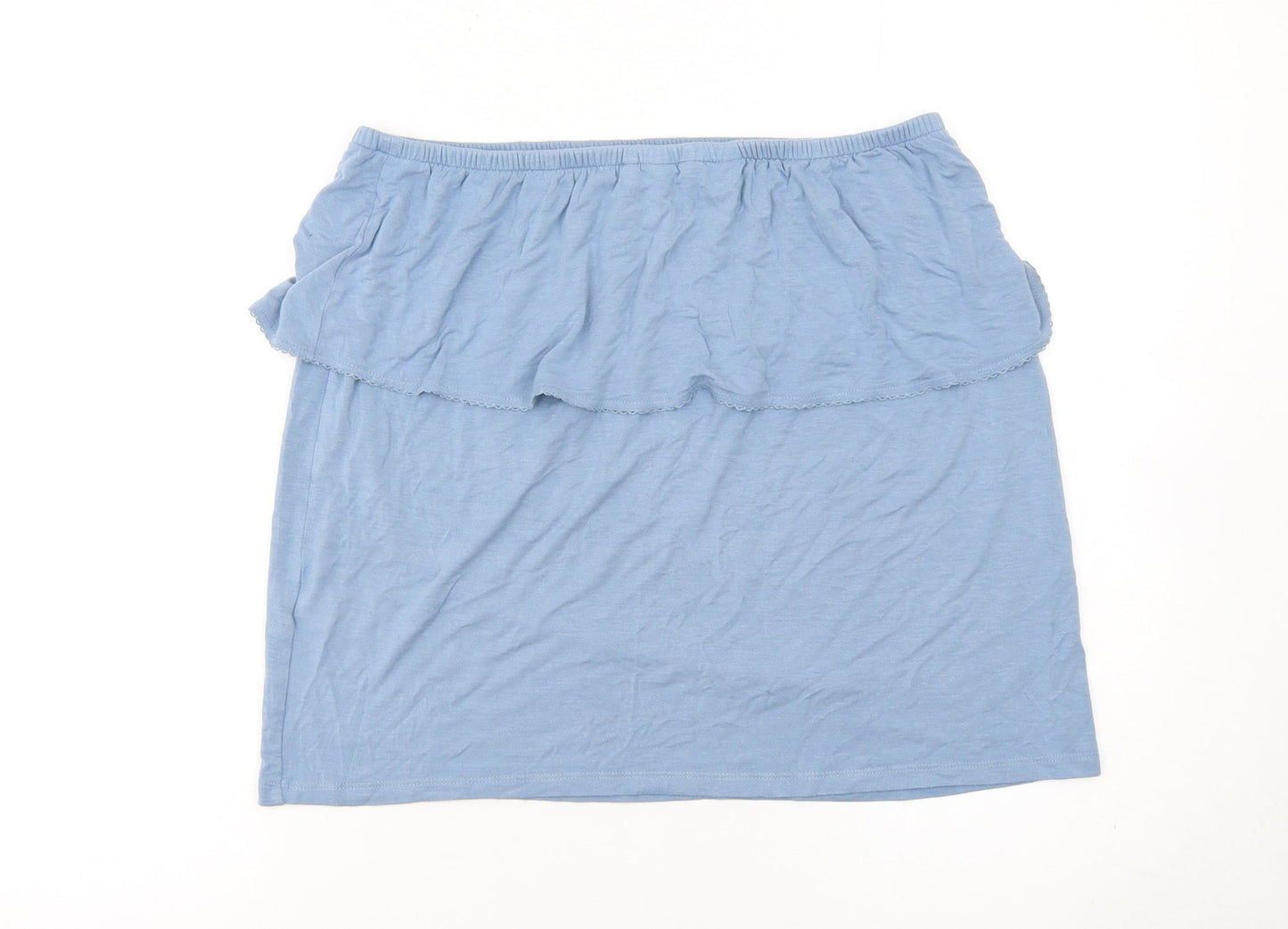 Next Women Blue Off Shoulder Ruffle Cotton Blouse Size 12