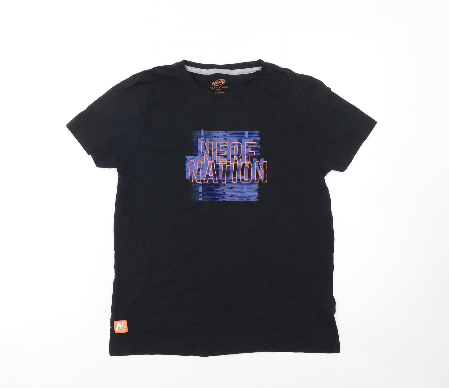 Nerf Boys Black Graphic T-Shirt 12-14 Years Crew Neck Short Sleeve
