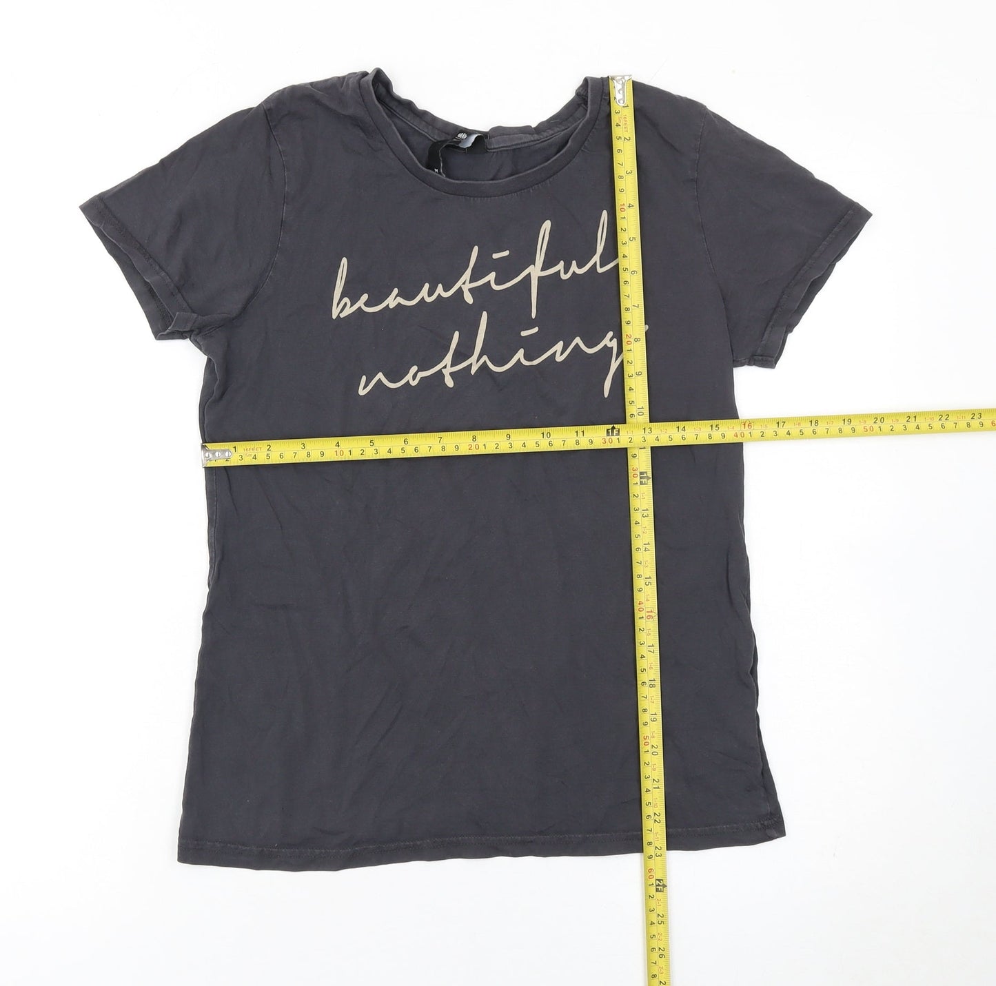 GRAIN Womens Black Cotton Crew Neck Short Sleeve T-Shirt M