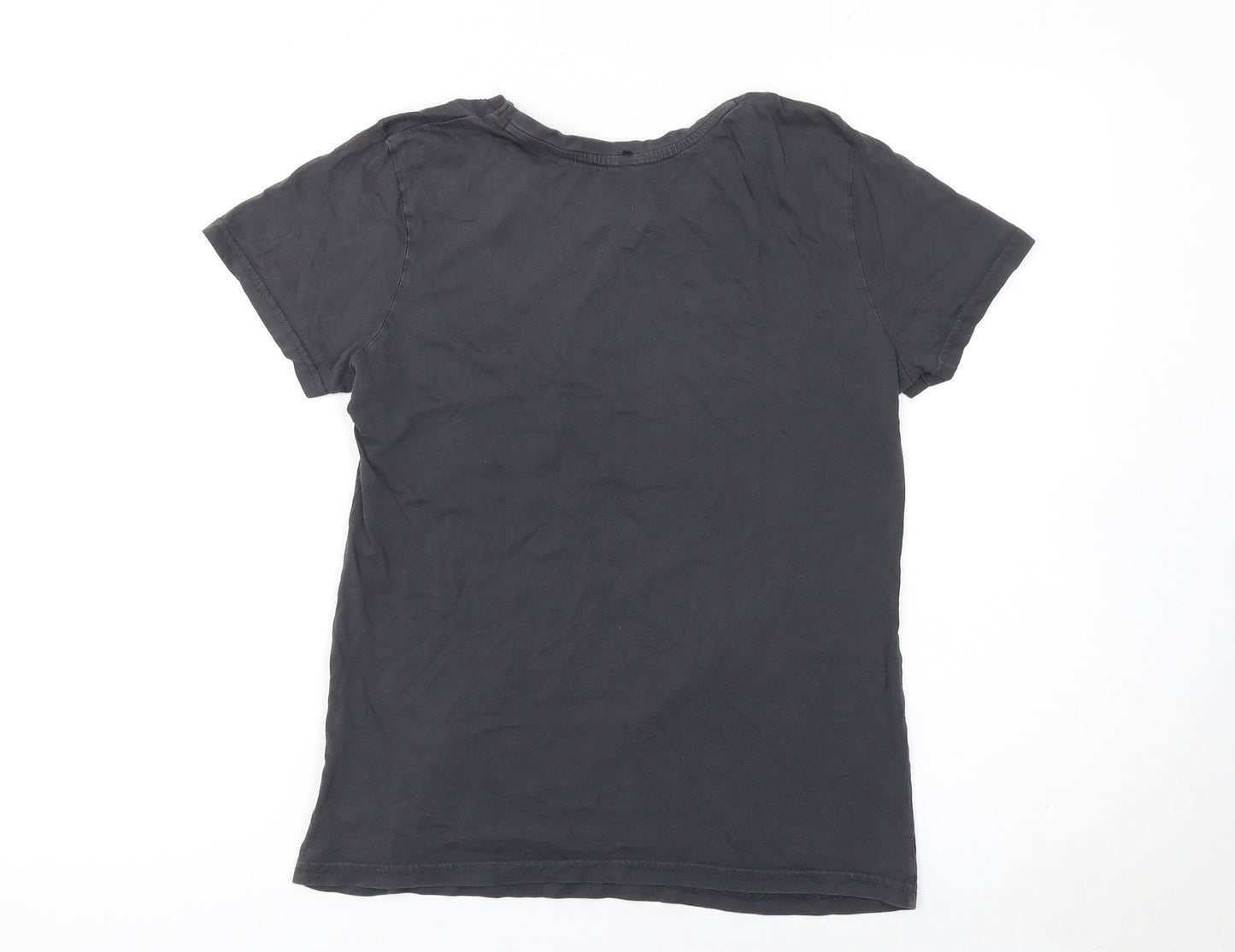 GRAIN Womens Black Cotton Crew Neck Short Sleeve T-Shirt M