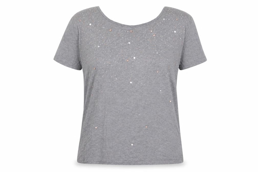 Next Women's Grey Short Sleeve Embellished T-Shirt Size 12