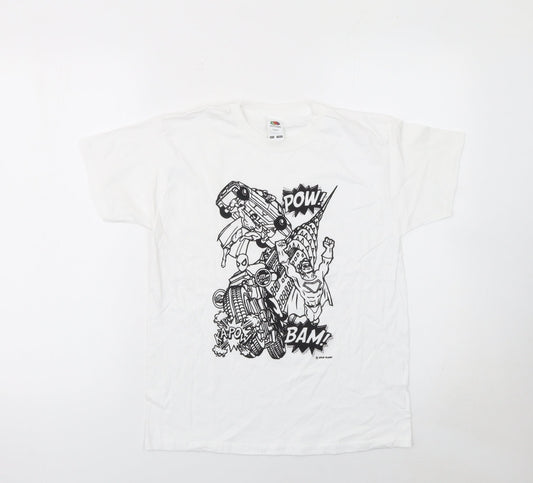 Fruit of the Loom Boys White Comic Print Superhero T-Shirt 10 Years