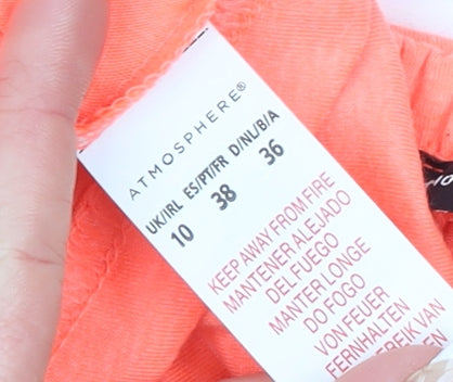 Atmosphere Women’s Orange Off Shoulder Ruffle A-Line Jersey Dress Size 10