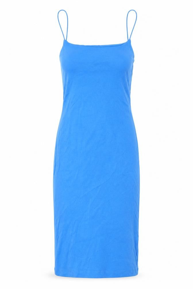 Zara Women Blue Slip Midi Dress Cotton Stretch Size S