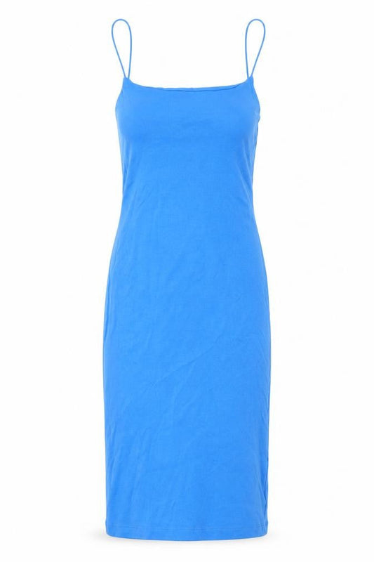 Zara Women Blue Slip Midi Dress Cotton Stretch Size S