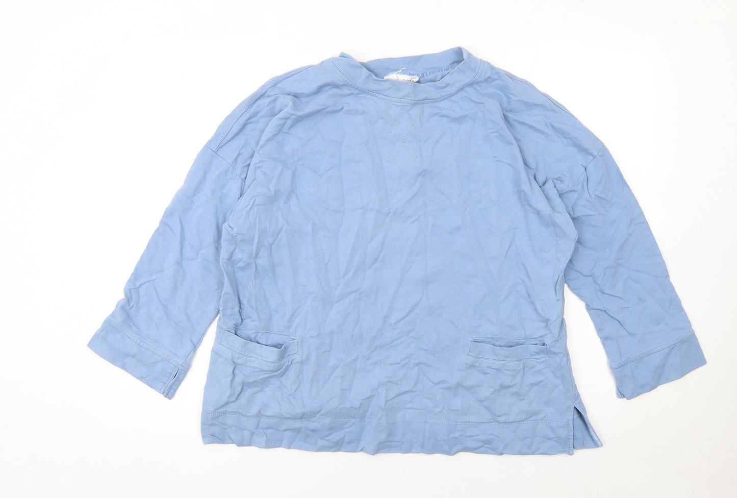 Woman Blue Cotton Pullover Sweatshirt Size 14 Relaxed Fit