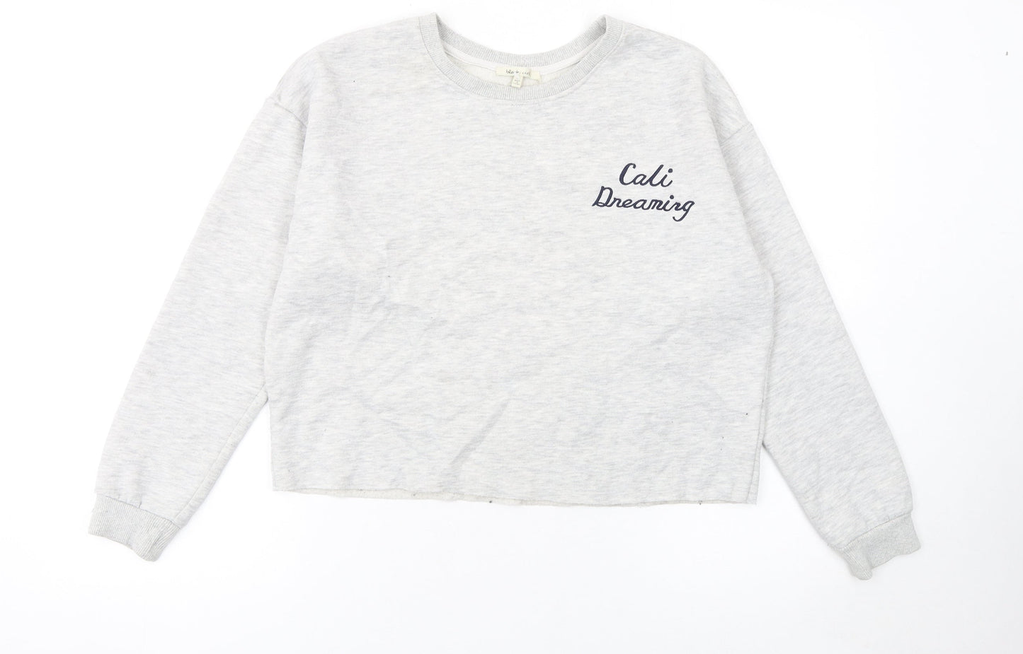 blanc ciel Women Grey Pullover Sweatshirt M Cali Dreaming Cotton Blend