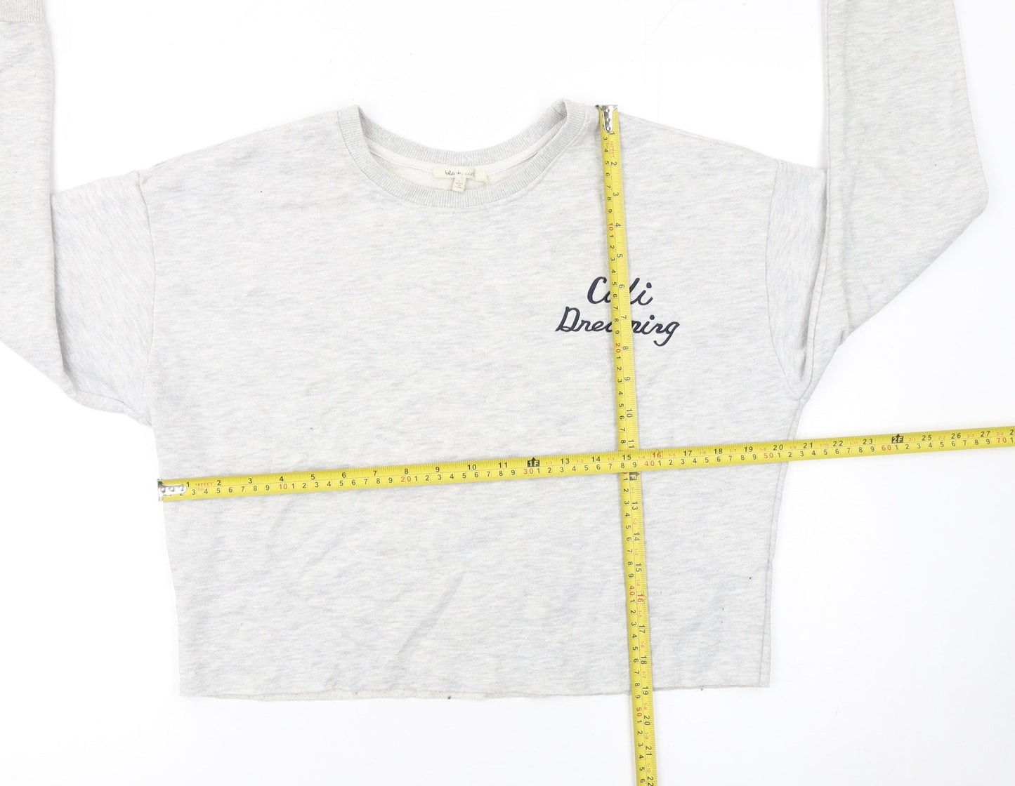 blanc ciel Women Grey Pullover Sweatshirt M Cali Dreaming Cotton Blend